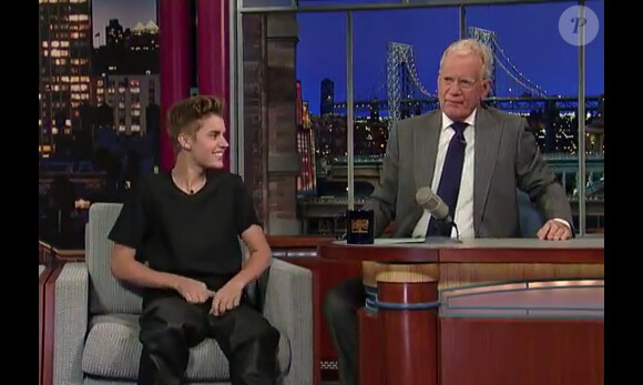 Justin Bieber, sur le plateau du David Letterman Show, le jeudi 21 juin 2012.