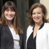 Valérie Trierweiler et Carla Bruni-Sarkozy en mai 2012 à l'Élysée.