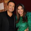 Zuhair Murad et Gyselle Soares posent dans les backstages du défilé haute couture du créateur libanais, à l'hôtel Westin. Paris, le 4 juillet 2012.