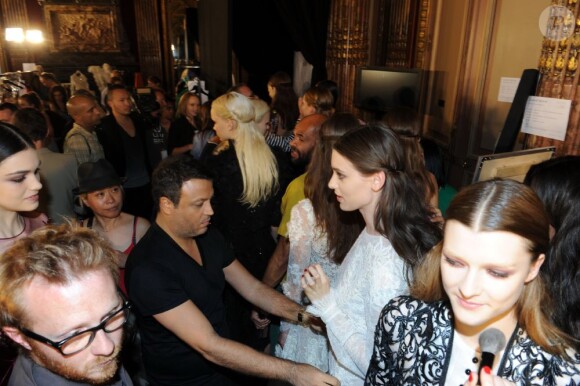 Coulisses du défilé haute couture de Zuhair Murad à l'hôtel Westin. Paris, le 4 juillet 2012.