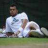Jo-Wilfried Tsonga le 6 juillet 2012 à Wimbledon quelques heures avant sa demi-finale perdue face à Andy Murray (6-3, 6-4, 3-6, 7-5)