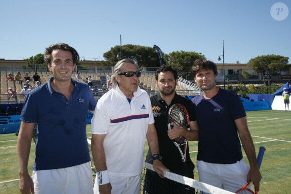 Ilie Nastase, Cyril Hanouna et Fabrice Santoro, lors du tournoi Classic Tennis Tour, les jeudi 12 et vendredi 13 juillet à St-Tropez.