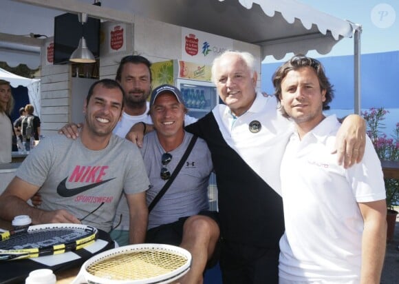 Christian Bimes, Cédric Pioline, Henri Leconte et David Ginola, lors du tournoi Classic Tennis Tour, les jeudi 12 et vendredi 13 juillet à St-Tropez.