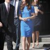 Kate Middleton à la sortie de la National Portrait Gallery après sa visite matinale, jeudi 19 juillet 2012, pour l'exposition Road to 2012: Aiming High.