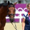 Zara Phillips déjà concentrée le 25 juillet au stade olympique. Elle représente la Grande-Bretagne en concours complet lors des JO de Londres 2012.