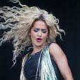 Rita Ora déchaînée lors du T in the Park Festival à Balado en Écosse, le 8 juillet 2012.