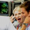La princesse Charlene de Monaco, le prince Albert à son côté, était intenable lors de la finale du 200 m papillon masculin aux Jeux olympiques de Londres, le 31 juillet 2012. Lorsque le Sud-Africain Chad le Clos, un de ses protégés, est devenu champion olympique en battant Michael Phelps, la princesse monégasque a explosé de joie, avant de toucher la médaille d'or avec gourmandise.