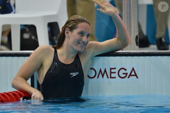 Camille Muffat décroche la médaille d'argent sur le 200 m nage libre le 31 juillet 2012 lors des Jeux olympiques de Londres