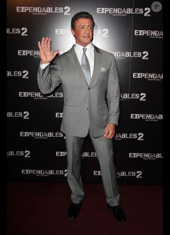 Sylvester Stallone lors du photocall d'Expendables 2 à Paris le 9 août 2012