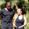 Kim Kardashian et son chéri Kanye West font leur jogging à Los Angeles le 10 août 2012