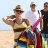Gwen Stefani sur la plage de New Port Beach avec ses fils le 11 août 2012