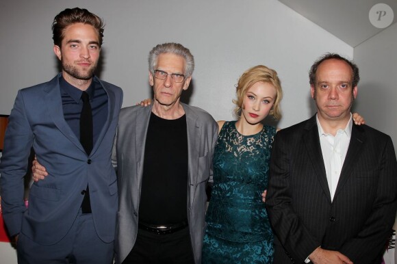 Robert Pattinson, David Cronenberg, Sarah Gadon et Paul Giamatti à l'avant-première du film Cosmopolis à New York, le 13 août 2012.