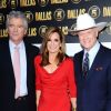 Patrick Duffy, Linda Gray et Larry Hagman lors de la soirée de lancement de Dallas, à Londres, le 20 août 2012
