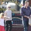 Michelle Williams, sa fille Matilda et son compagnon Jason Segel sortent de chez KindKreme après y avoir commandé des glaces. Studio City, le 27 août 2012.