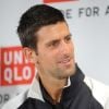 Novak Djokovic à New York le 22 août 2012 lors d'une conférence de presse de son sponsor