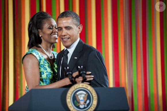 Michelle et Barack Obama lors du premier dîner pour enfants représentant l'Union organisé à la Maison Blanche le 20 août 2012