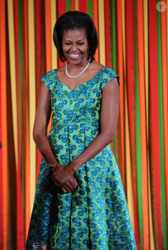 Michelle Obama lors du premier dîner pour enfants représentant l'Union organisé à la Maison Blanche le 20 août 2012