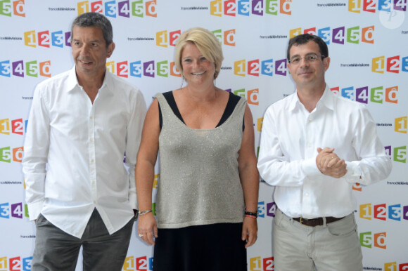 Michel Cymes, Marina Carrere d'Encausse lors de la conférence de rentrée de France Télévisions le 28 août 2012 à Paris