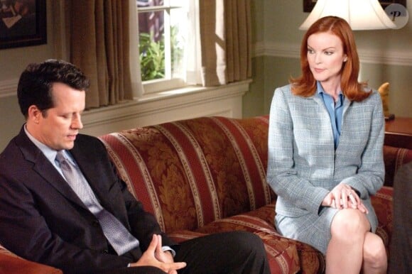 Steven Culp et Marcia Cross en juin 2005 sur le tournage de Desperate Housewives