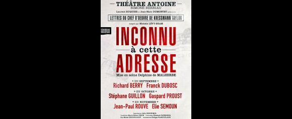Affiche de la pièce de théâtre Inconnu à cette adresse au théâtre Antoine à Paris