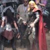 Chris Hemsworth tourne les premières scènes de Thor : The Dark World avec Jaimie Alexander, dans le sud de l'Angleterre, le 11 septembre 2012.
