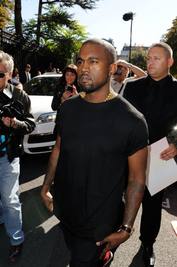 Kanye West à l'issue du défilé Céline printemps-été 2013. Paris, le 30 septembre 2012.