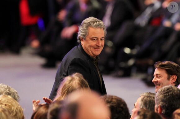 Christian Clavier au grand meeting de Nicolas Sarkozy à Villepinte, le 11 mars 2012.
