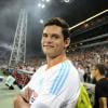 OM-PSG, Florent Manaudou, supporter de l'Olympique de Marseille lors du match face au Paris Saint-Germain le 7 octobre 2012 (2-2)