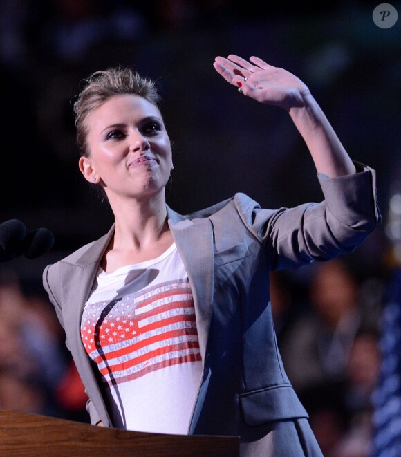 Scarlett Johansson lors de la Convention du Parti Démocrate à Charlotte. Le 6 septembre 2012.
