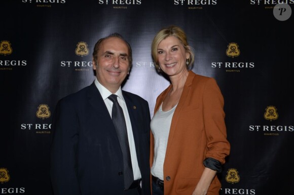 Bernard de Villèle et Michèle Laroque présents pour l'inauguration du St. Regis Mauritius, le 15 octobre 2012 à Paris.