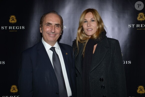 Bernard de Villèle et Mathilde Seigner présents pour l'inauguration du St. Regis Mauritius, le 15 octobre 2012 à Paris.