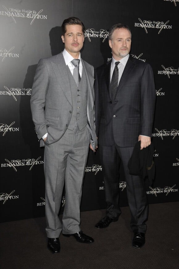 Brad Pitt et le réalisateur David Fincher le 22 janvier 2009