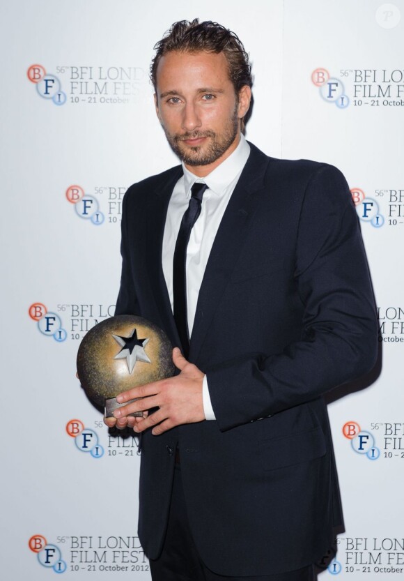 Matthias Schoenaerst a récupéré le prix du meilleur film pour De rouille et d'os, lors du 56e BFI London Film Festival, le 20 octobre 2012.