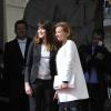 Carla Bruni-Sarkozy et Valérie Trierweiler, passation de pouvoir à l'Elysée, le 15 mai 2012.