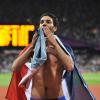 Mahiedine Mekhissi après la finale du 3 000 mètres steeple durant les Jeux olympiques de Londres le 5 août 2012