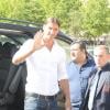 Zlatan Ibrahimovic et son agent Mino Raiola lors de la présentation officielle du joueur du PSG au Trocadéro à Paris le 18 juillet 2012