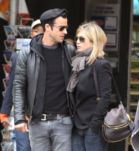 Justin Theroux et Jennifer Aniston à New York en septembre 2011.