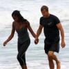 Naomi Campbell et Vladislav Doronin sur la plage à Miami, le 14 avril 2012.