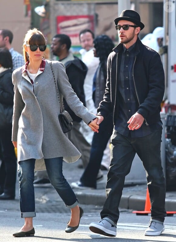 Jessica Biel et Justin Timberlake dans les rues de New York le 11 novembre 2012.