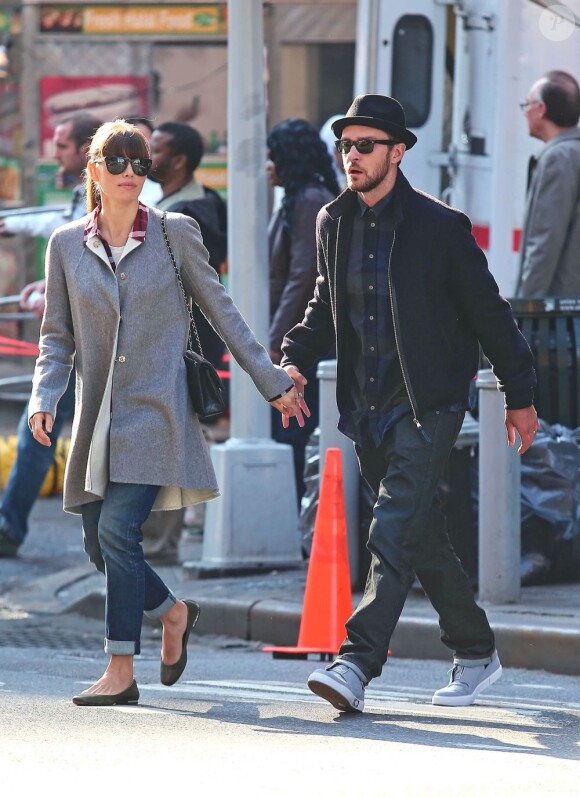 Jessica Biel et Justin Timberlake dans les rues de New York pour aller voir Skyfall  le 11 novembre 2012.