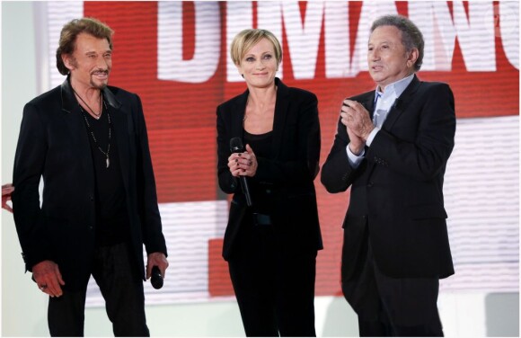 EXCLU : Johnny Hallyday, Patricia Kaas et Michel Drucker sur le plateau de Vivement Dimanche, mercredi 7 novembre, émission diffusée le 11 novembre 2012.
