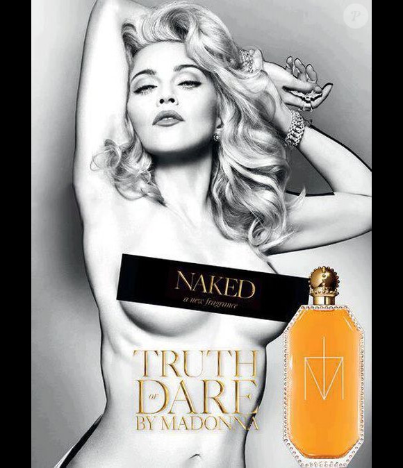 Madonna pour son parfum Truth or Dare Naked, disponible en france en décembre 2012.