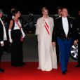  Le prince Albert et la princesse Charlene de Monaco arrivent avec la princesse Caroline et ses fils Andrea et Pierre Casiraghi au Forum Grimaldi pour l'opéra de Puccini  La Fianciulla del West  lors de la soirée de gala de la Fête nationale à Monaco le 19 novembre 2012. 