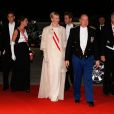  Le prince Albert et la princesse Charlene de Monaco arrivent avec la princesse Caroline et ses fils Andrea et Pierre Casiraghi au Forum Grimaldi pour l'opéra de Puccini  La Fianciulla del West  lors de la soirée de gala de la Fête nationale à Monaco le 19 novembre 2012. 