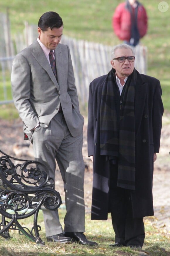 Leonardo DiCaprio et Martin Scorsese sur le tournage de The Wolf of Wall Street le 20 novembre 2012 à New York
