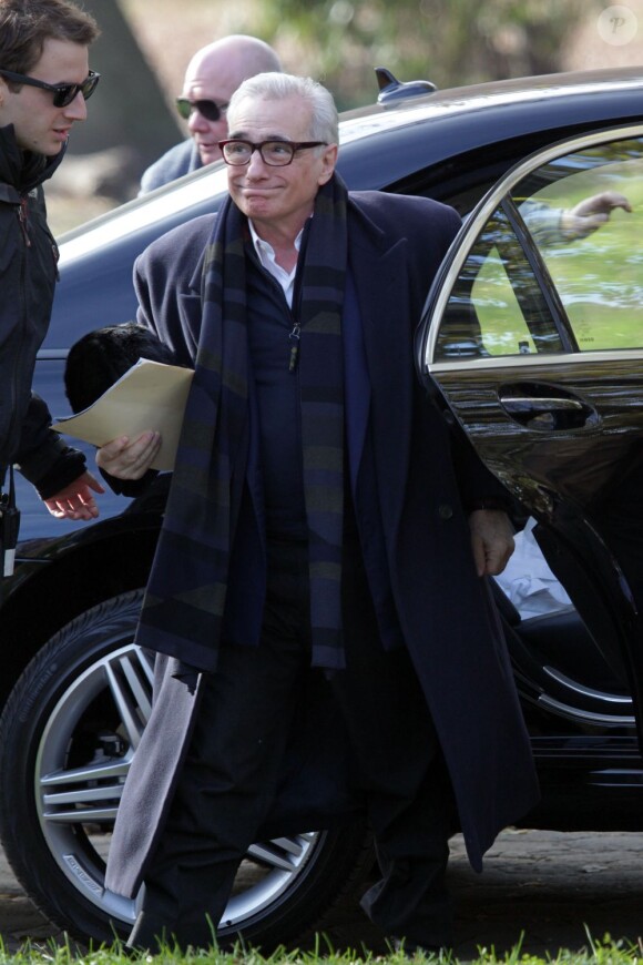 Martin Scorsese sur le tournage de The Wolf of Wall Street le 20 novembre 2012 à New York
