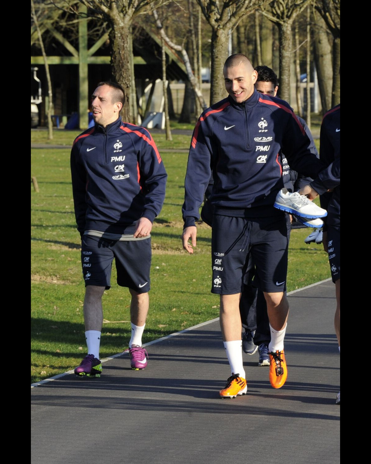 Photo : Franck Ribery et Karim Benzema à Clairefontaine le 21 mars 2011 ...