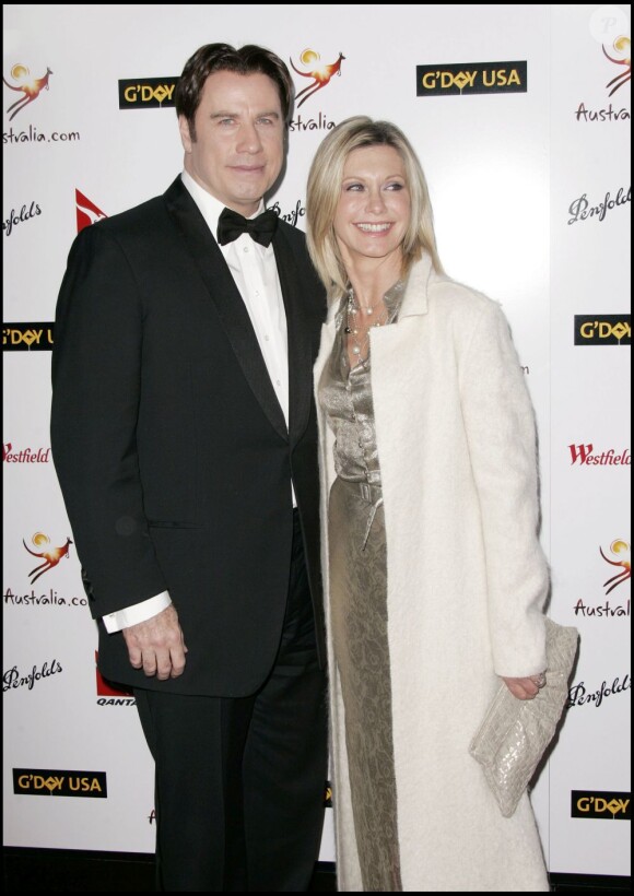 John Travolta et Olivia Newton-John à la soirée de gala de la semaine de l'Australie à Los Angeles le 19 janvier 2008.