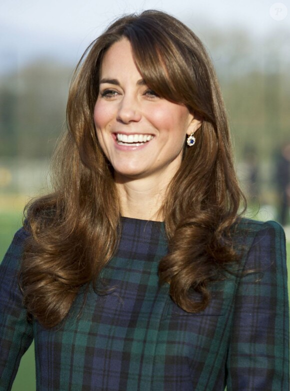 Kate Middleton lors d'une visite à Saint Andrew's le 30 novembre 2012, quelques jours avant son hospitalisation