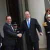 Le prince Albert II de Monaco rencontrait le 7 décembre 2012 le président François Hollande lors d'une visite de travail à l'Elysée.